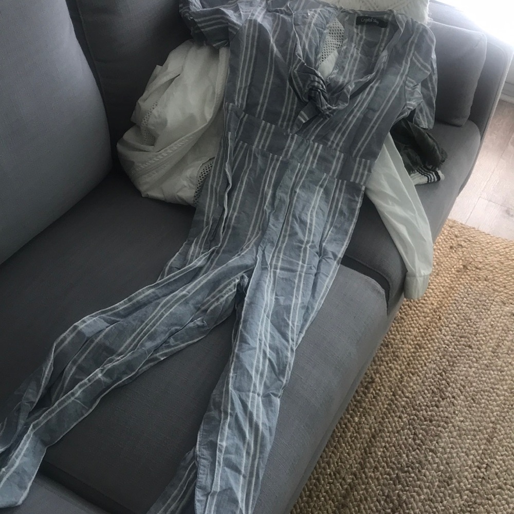 Linen striped pantsuit